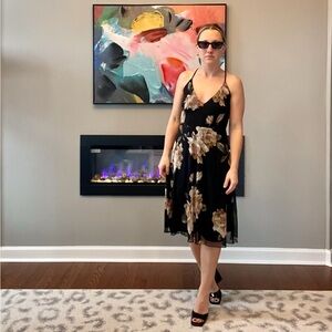 Sugarlips Black and Tan Floral Dress